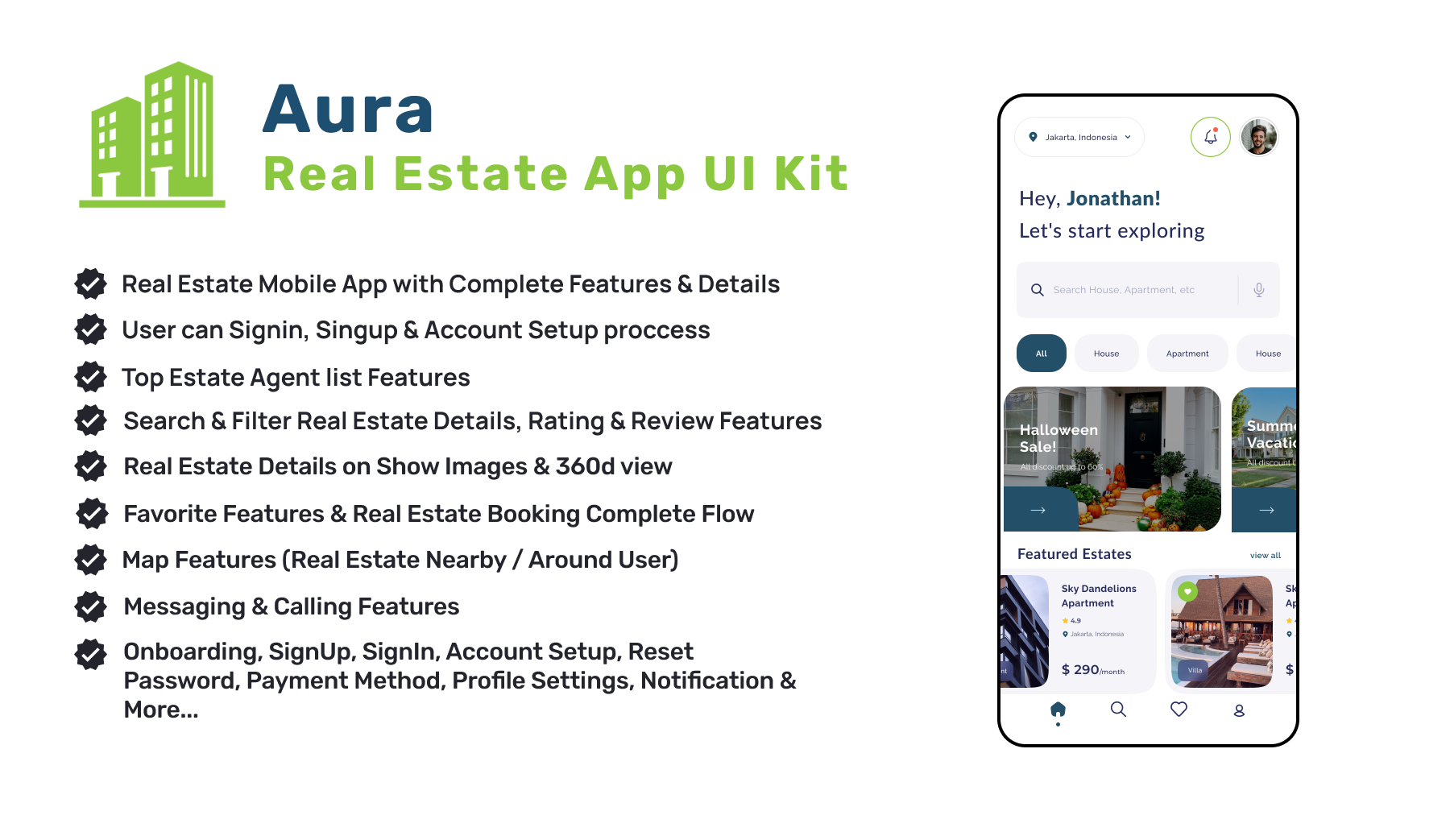Aura - Real Estate App | Flutter iOS/Android App Template - 2